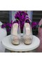 Women's Gold Crystal Stone Platform Heeled Evening Dress Sandals - 3