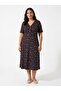 Women's Plus Size Midi Dress Floral Print V-Neck Short Sleeve Button-Down
