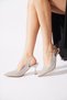 Reples Transparent Silicone Glittery Open Back Women's Heeled Shoes Silver Glitter - 2