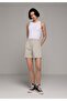 Regular Fit High Waist Straight Women's Stone Shorts - 3