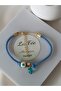 Blue Women's Bracelet Blue Glass Beads Evil Eye Cube Bracelet
