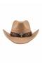 Unisex Internally Adjustable Metal Buckle Patterned Cowboy Hat Fedora Hat - 3