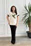 Combed Cotton Blouse with Bird Gilding Print Detail on the Front - 6