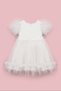 White Ruffle Detailed Tulle Skirt Short Sleeve Girls' Dress - Madison - 6