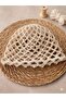 Off-White Color Mesh Knit Bandana – Cream Stylish Bohemian Summer Beanie - 3