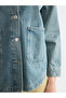 Lcw Everyday Indigo Shirt Collar Oversize Women's Jean Jacket - 5