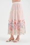 Women's Skirt with Floral Print Detail at the Hem and Elastic Waist Design Long Skirt - 2