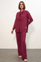 Women's Burgundy Set with Scarf Detail - 3