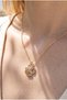 Lucky Clover Gold Steel Necklace with 4 Leaves and Heart Figure - 2