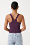 100% Cotton Camisole with V-Back Detail, Casual Basic Crop Top, Women's Undershirt / Blouse - 2