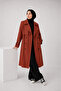 Women's Long Trench Coat Belted Plaid Lined Buttoned Water and Wind-Resistant Stylish Outerwear - 3