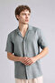 100% Linen Regular Fit Polo Collar Short Sleeve Shirt G5254Ax26Sm - 4