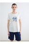 New Season White Crew Neck Printed Women's T-Shirt - 4