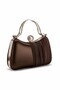 High Heeled Shoes in Brown Satin with Pearls and Spare Helmet Caps, Evening Dress Shoes and Stone-Embellished Evening Dress Bag Set - 4
