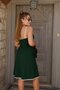 Women's Double Color Janjan Crepe Mini Dress with Wide V-Neck and Rope Strap - 3