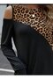 Women's Long Sleeve Off-The-Shoulder Leopard Print Viscose Two Thread Mini Dress - 3