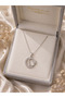 Ata Silhouette Moon Star Steel Necklace (Silver Color) - 3