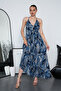 Long Oversized Dress with Halter Neck Detail and Backless Slit - 8