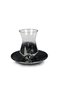 Grand Series Silver Glass Tea Cup Set for 6 People, 12 Pieces, Titanium Coating - 6