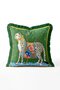 Green Cheetah Figured Fringed Throw Pillow Cover - Botanical Decorative Pillow Cover with Green Tassels