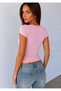Women's Square Neck Lace Detailed Viscose Combed Cotton Blouse Flexible Slim Fit T-Shirt - 5