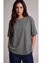 Women's oversized casual t-shirt - basic plain unprinted grey - 2