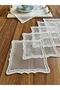 Set of 6 Suitable for Wire Drawing Technique - Double Row Wavy Embroidered Cocktail Presentation Napkins - 2