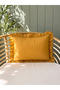 Coton 100% Cotton Fabric Mustard Yellow Ruffle Throw Pillow Cover 1 Piece - 2