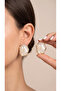 White Gold Color Framed Geometric Stylish Earrings - 2