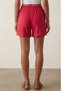 Coral Red Women's 100% Cotton Muslin Fabric Shorts with Elastic Waist, Double Pockets, Comfortable Cut, Summer Shorts - 3