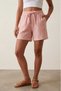 Light Pink Women's 100% Cotton Muslin Fabric Shorts with Elastic Waist, Double Pockets, Comfortable Cut, Summer Shorts - 3