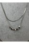 Silver Color Double Layered Necklace with Organic Shaped Metal Beads Detail Modern Women's Necklace - 2