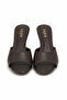 Liora Wide Single Strap Oval Toe Goblet Heeled Stylish Women's Slippers - Brown Leather - 3