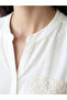 White Collared Embroidered Dobby Women's Shirt from Güli̇s Gi̇yi̇m - 6