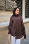 Women's Shoulder Gathered Detail Layered Striped Tunic Brown - 2