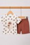 Baby boy summer palm tree print short sleeve cotton 2-piece outfit set (top & shorts) - 3-12 months - 3