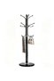 (bj19-Black)Freestanding Coat Rack with Marble Base, Stainless Steel Clothes Hanger Stand with 12 Hooks, Hallway Bedroom Storage Organizer - 3