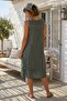 Khaki Pool Collar Sleeveless Pocketed Lined Embroidered Washable Casual Cotton Woven Dress 115 55 - 4