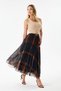 Belted Sifon Pleated Skirt in Brown and Tan Tones with Elastic Waist - 8