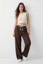 Brown Pocket Detailed Wide Trousers 8602A
