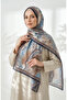 Floral Patterned Amber Shawl 70359-02 Navy Blue