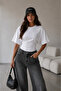 Women's Lycra Bat Sleeve Wide Sleeve Crew Neck Fitted Waist Slim Fit Blouse