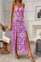 New Season Women's Rope Strap Cross Tie Back Detail Slit Patterned Midi Single Jersey Dress - 3