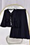 Ruffled Sleeves Skirted Suit Black