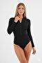 Long Sleeve Zippered Pareo Swimsuit - 3