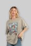 For the Sake of Cats 102 Front Cat Printed Beige Oversize T-Shirt 100% Cotton Unisex Cat Lover Premium Design - 4