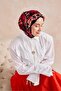 وشاح حرير تويل ميركان أحمر 90x90 - 3