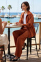 Women's Plus Size Zipper Tunic Wide Leg Pants Set Long Sleeve Shirt Collar Casual Daily - 3