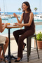 Women's Plus Size Sleeveless Crew Neck Seersucker Textured Knitted Blouse Pants Set Comfortable Casual Modern - 3