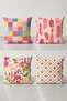 Pink Leaves Patterned 4-Piece Throw Pillow Cover Set - 4